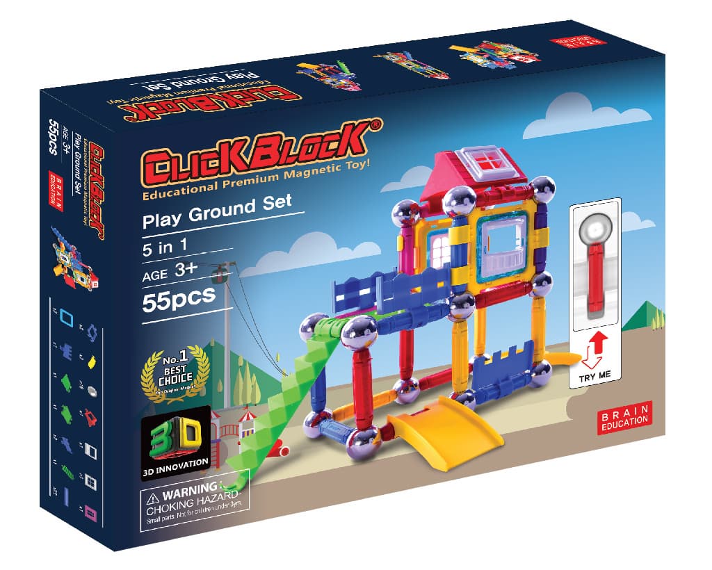 Click Block_ Magnet educational toyX_bar Playground Set 55p